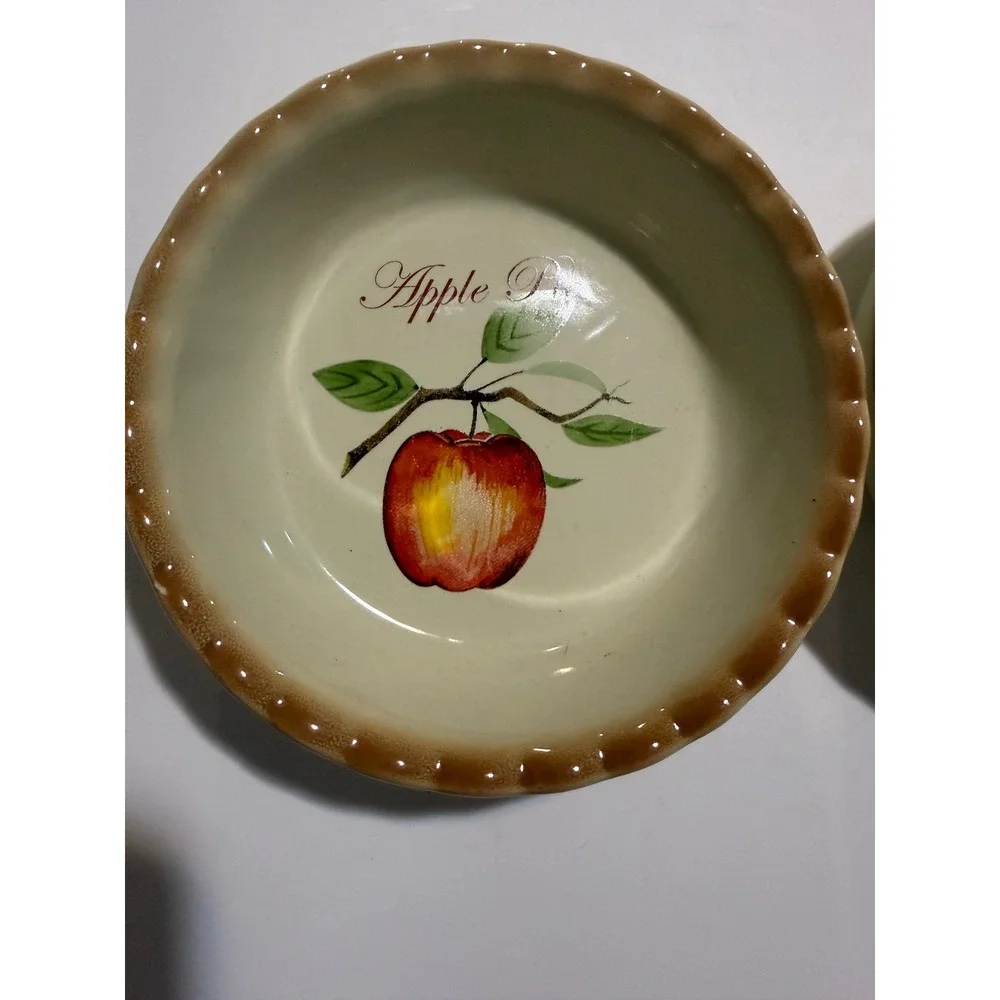 Nantucket Apple Pie Mini Stoneware Bakers Set of 2‎ Scalloped Ceramic Dishes